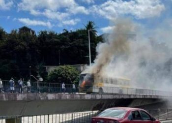 Salvador: ônibus na Aquidabã pega fogo