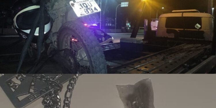 Madre de Deus:  Homem é preso na entrada da cidade com  uma moto roubada e drogas