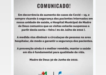 Madre de Deus: Hospital emite comunicado suspendendo as visitas