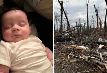 Bebê de 4 meses é encontrado vivo em árvore após tornado destruir casa em que morava