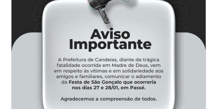 Prefeito de Candeias cancela Festa de São Gonçalo por causa da tragédia em Madre de Deus