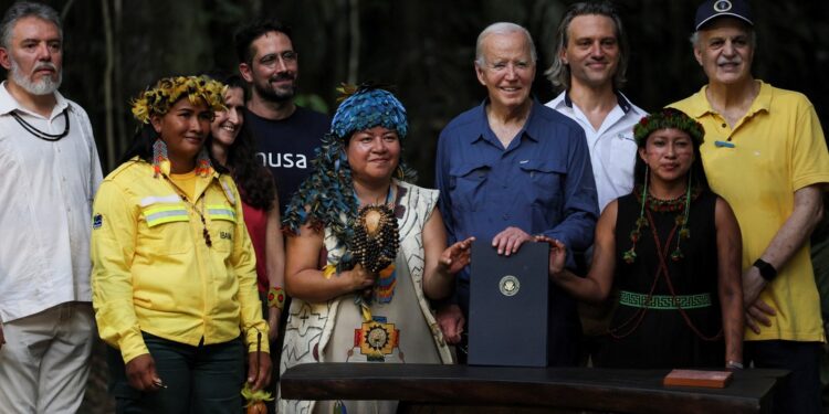 O presidente dos Estados Unidos, Joe Biden, anunciou o aporte de US$ 50 milhões ao Fundo Amazônia durante a visita a Manaus