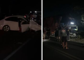 Grave acidente entre ônibus da banda de Neto Brito e carro de passeio deixa mortos na BA-046