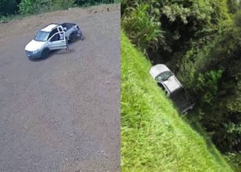 crianças saltam de carro em movimento, e veículo cai em ribanceira