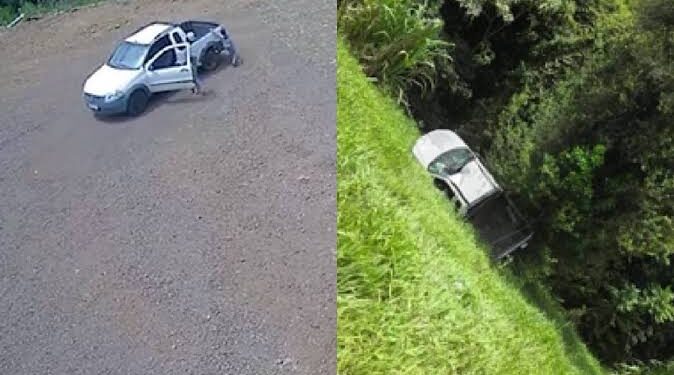 crianças saltam de carro em movimento, e veículo cai em ribanceira