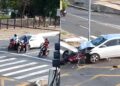 vídeo mostra momento em que motociclista parado no sinal é atropelado e morre