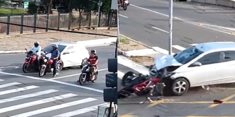 vídeo mostra momento em que motociclista parado no sinal é atropelado e morre